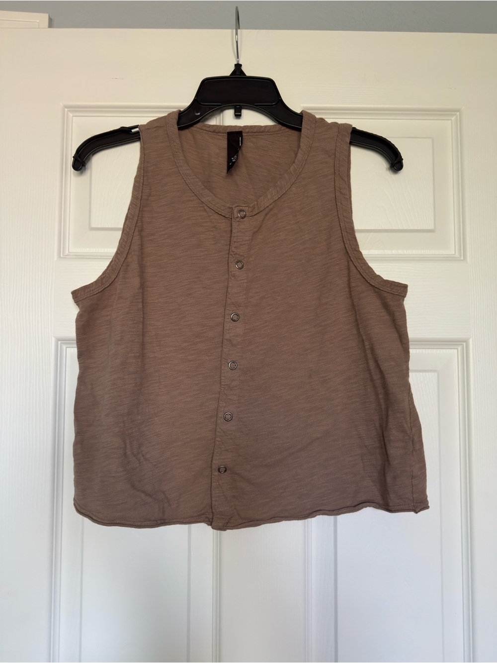 bobi Taupe Button-Front Sleeveless Tank